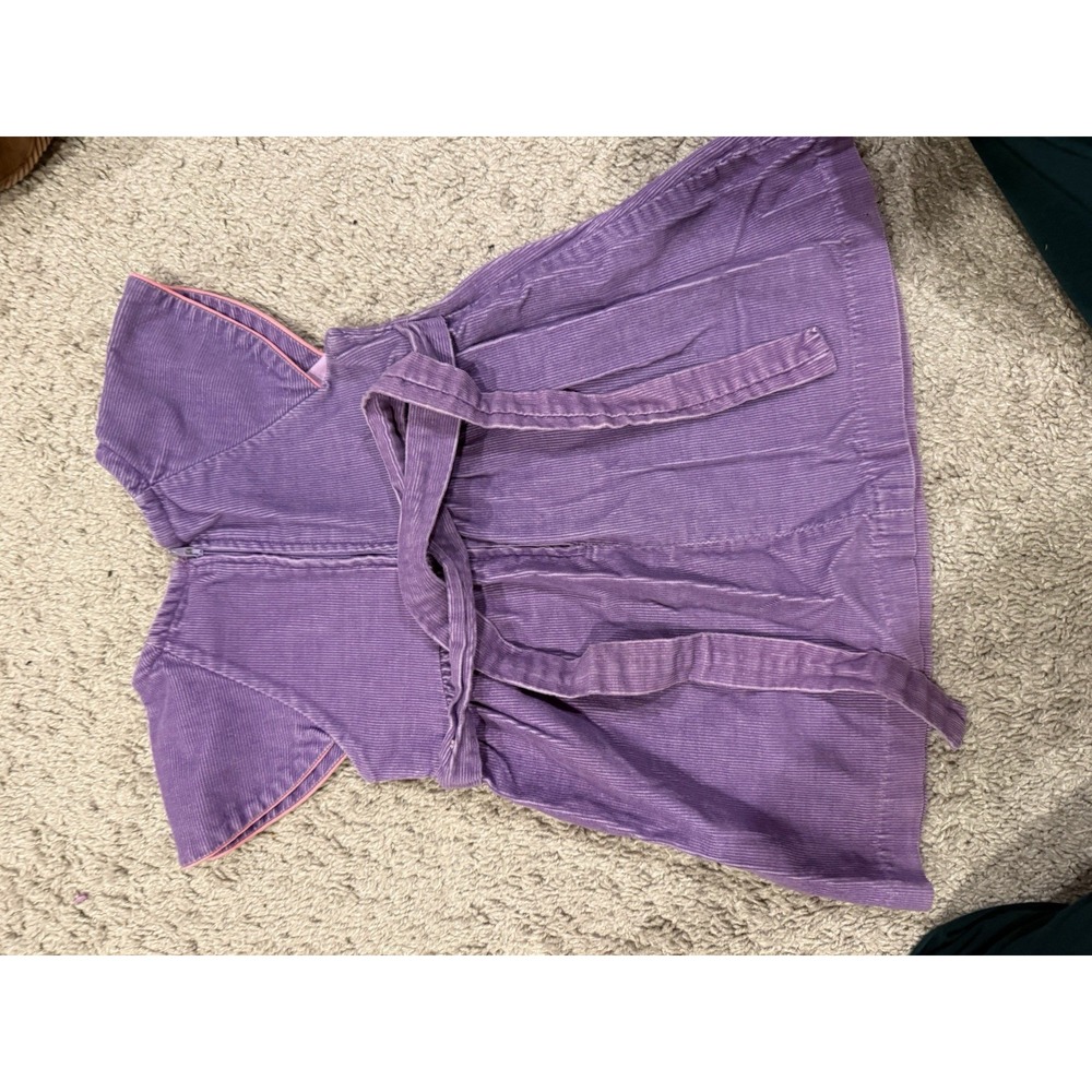 Vintage Corduroy Purple Toddler Jumper Dress With Tulip Flower Applique 3T - Picture 7 of 8